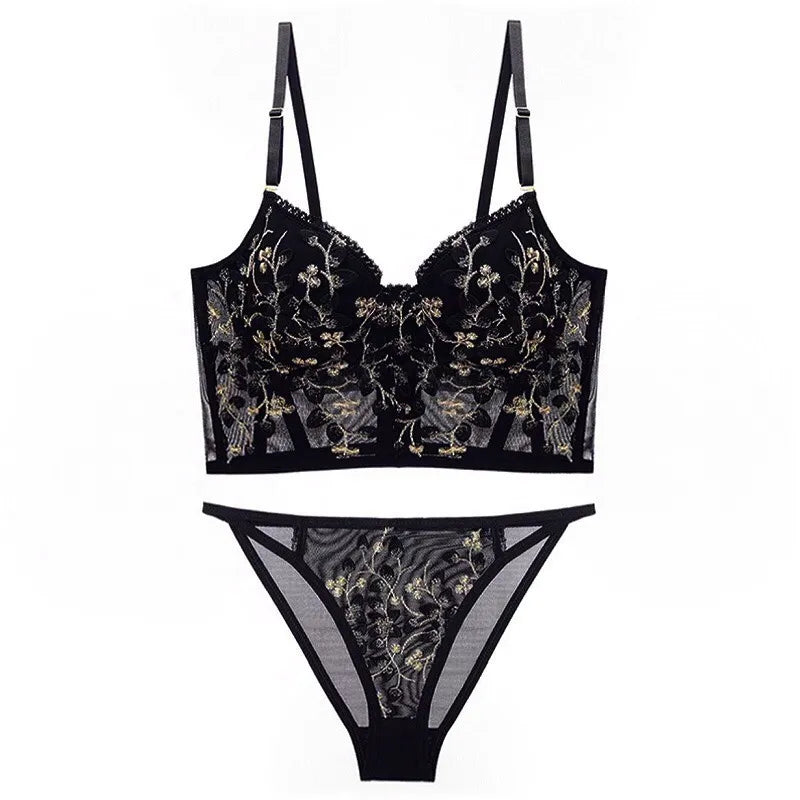Embroidered Lace French Bra & Panty Set – Pleasur
