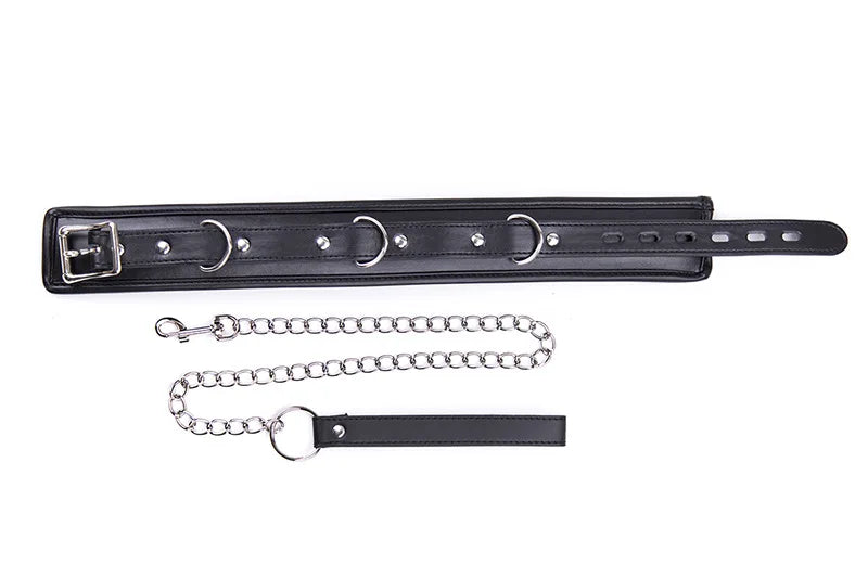 Black Wolf Leather Trim Collar & Leash