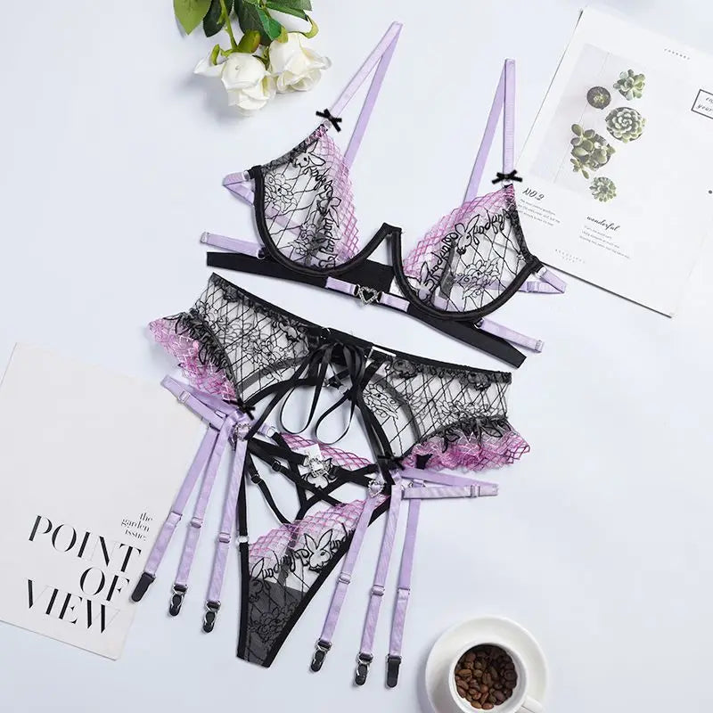 Hot Bunny Ruffle & Lace Lingerie Set