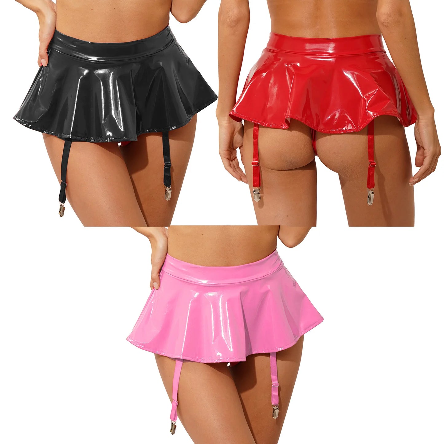 Sensations Wet-Look Mini-Skirt