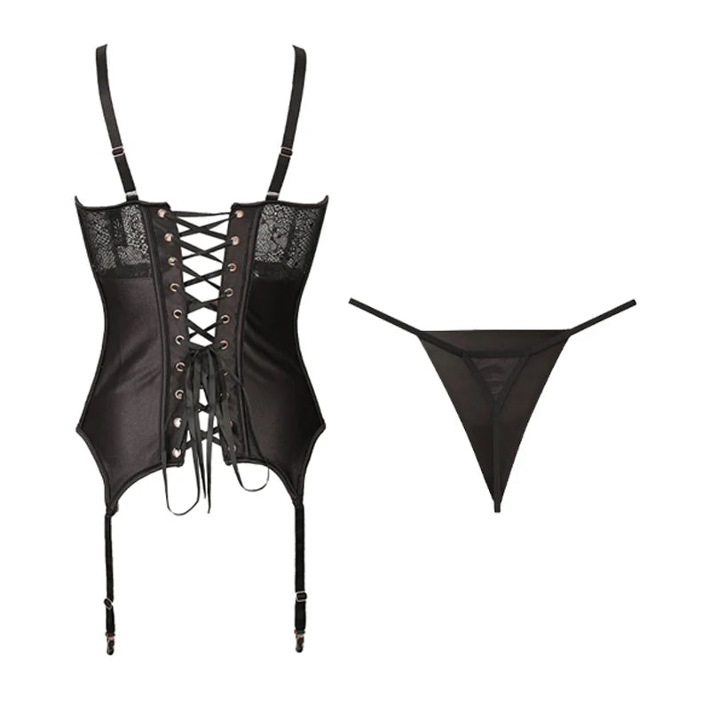 Dark Angel Wet-Look Corset Set