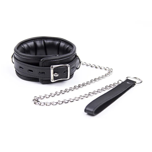 Black Wolf Leather Trim Collar & Leash