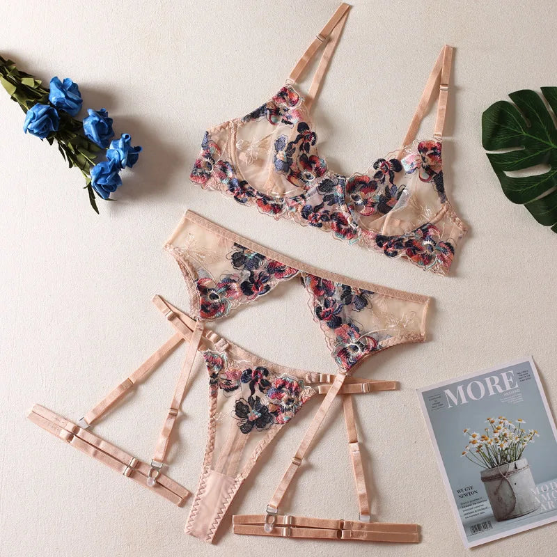 Wild Fruits Embroidered Lingerie Set